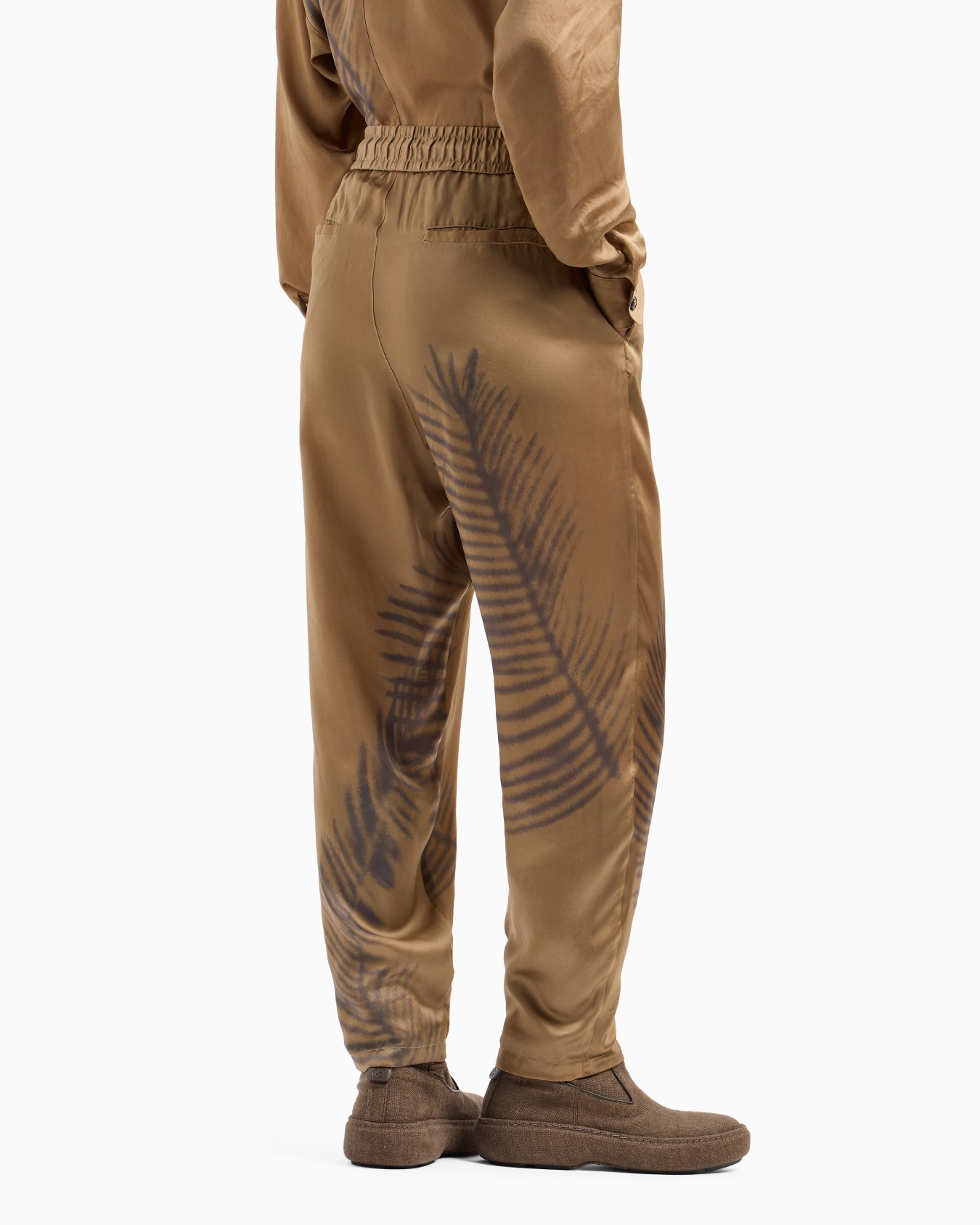 Pantalones con cordón en la cintura de cupro estampado Diapositiva 2