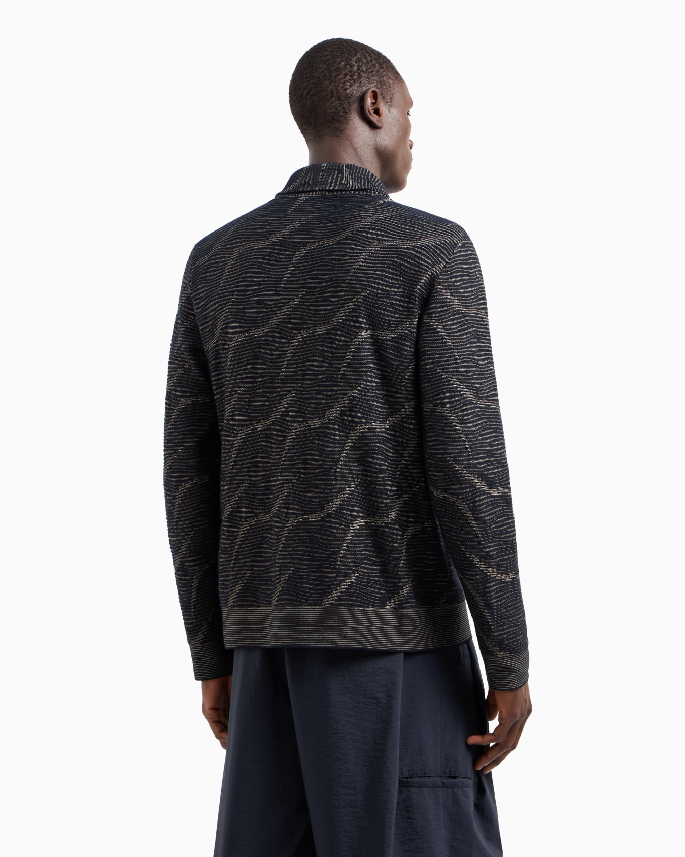 Jacquard cotton, viscose and cashmere cardigan Slide 3
