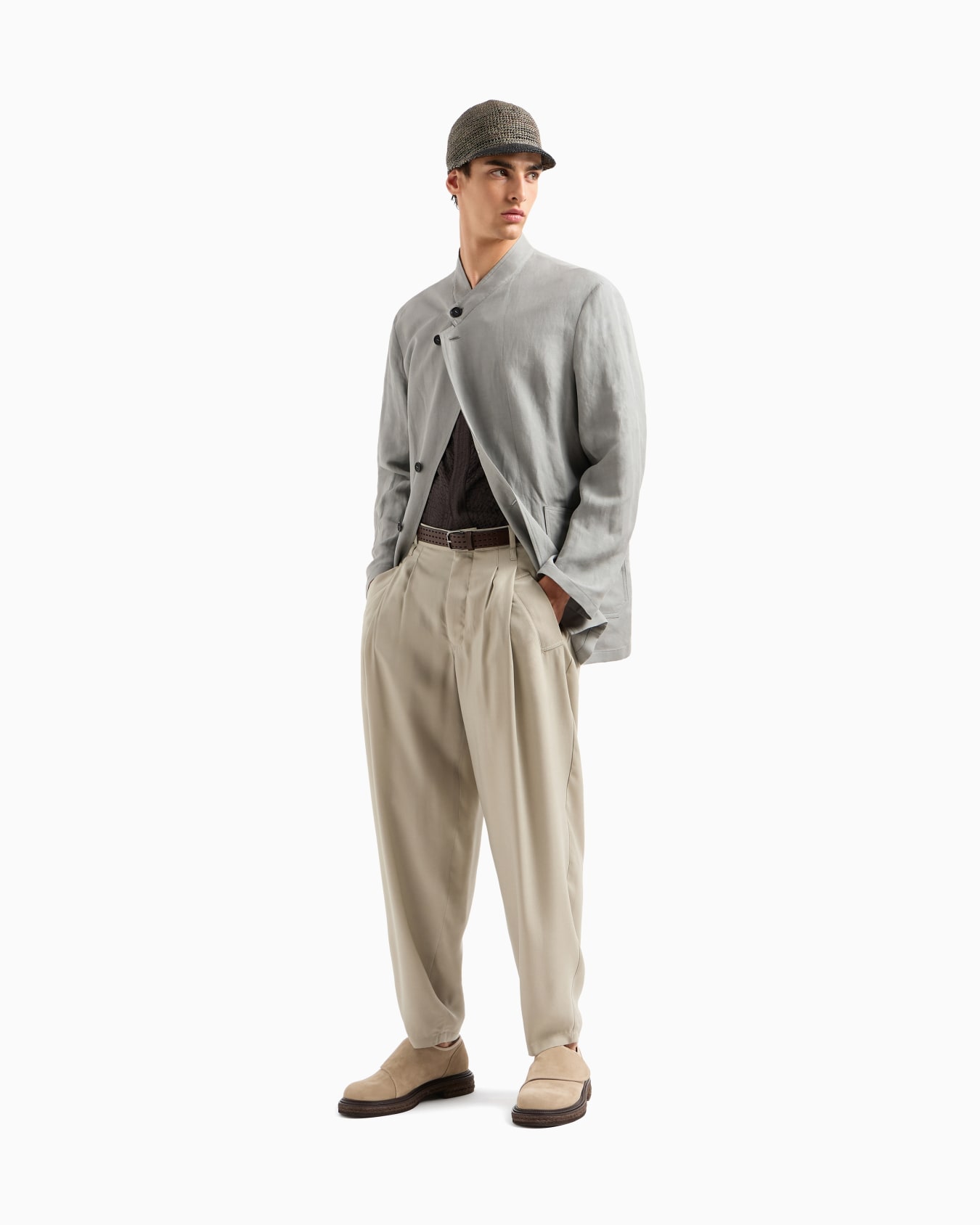 Short-sleeved cotton-seersucker blend shirt Slide 2