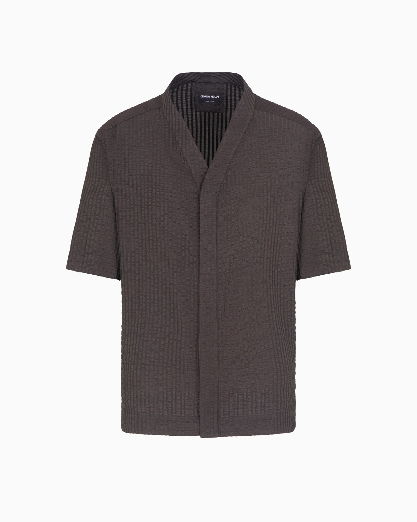 Short-sleeved cotton-seersucker blend shirt Slide 0