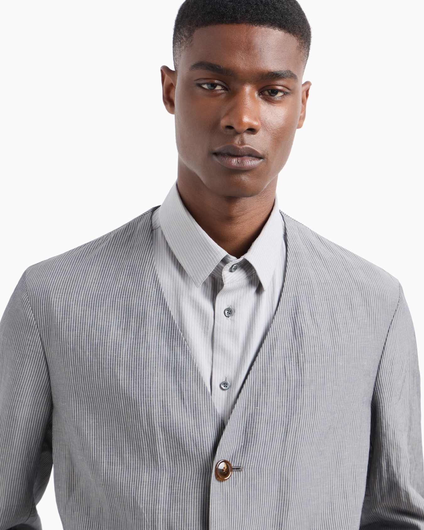 Viscose and linen single-breasted jacket Slide 5