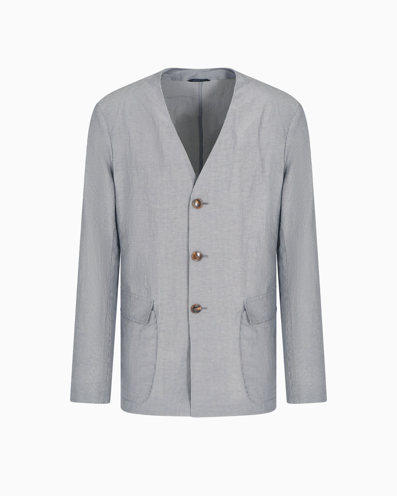Viscose and linen single-breasted jacket Slide 0