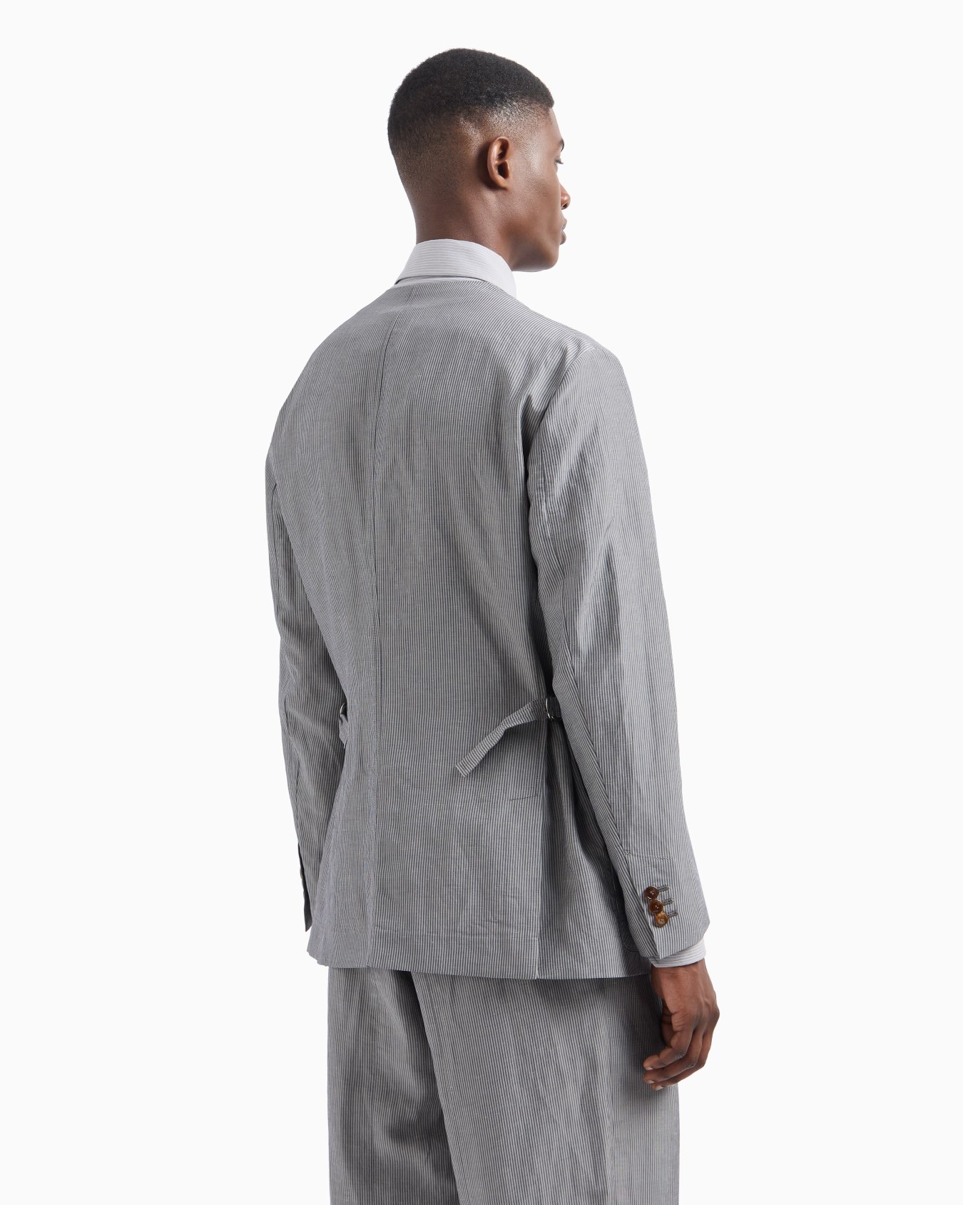 Viscose and linen single-breasted jacket Slide 3