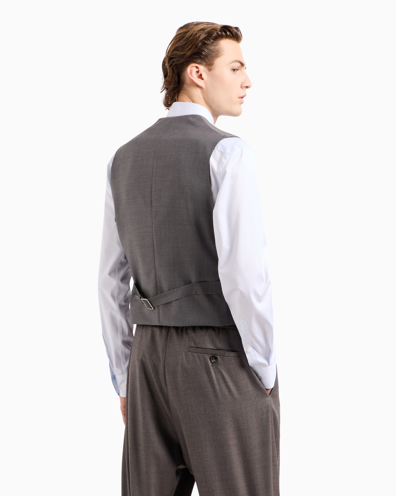 Single-breasted waistcoat in virgin wool and cashmere Slide 2