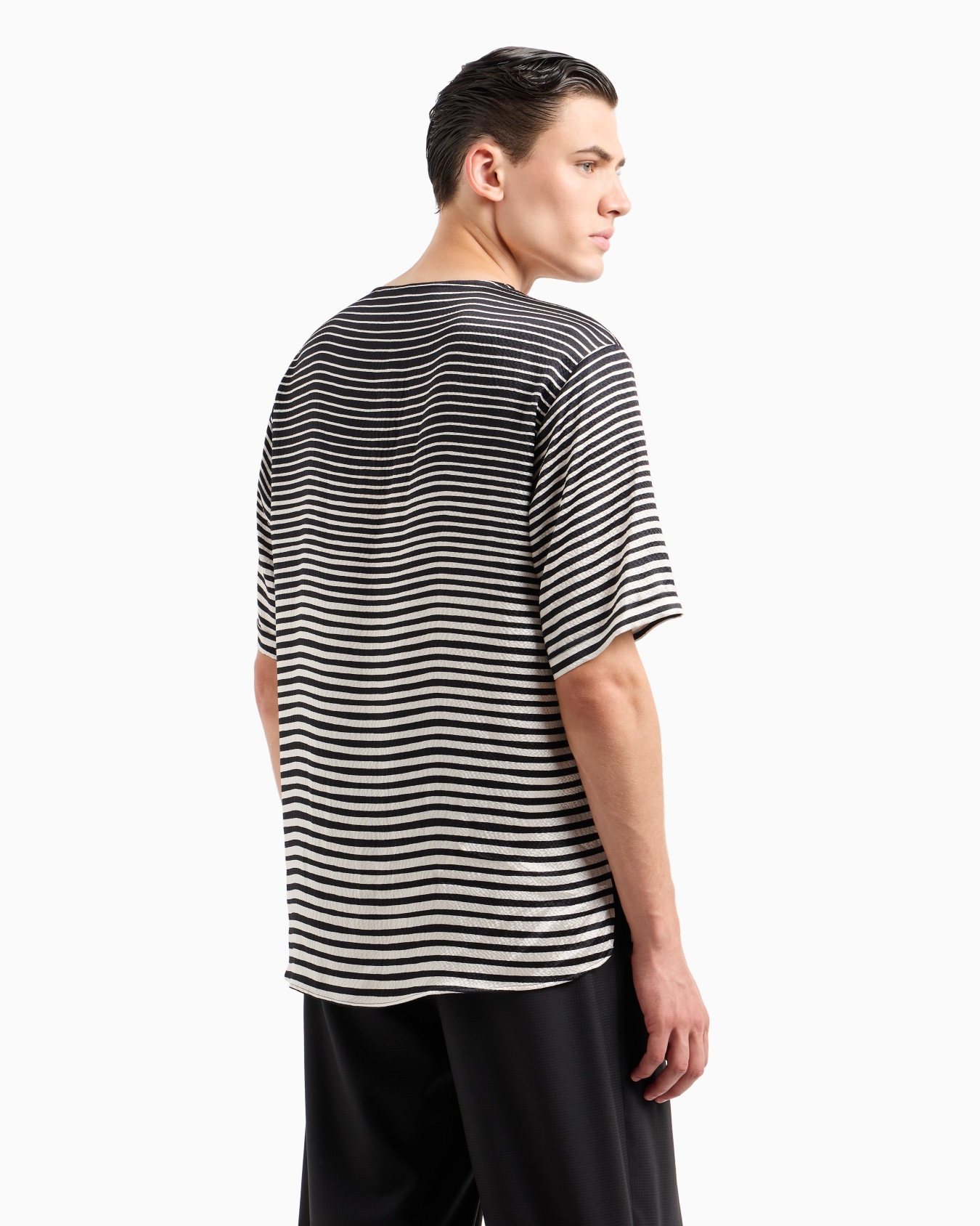 Gradient striped print silk T-shirt shirt Slide 3