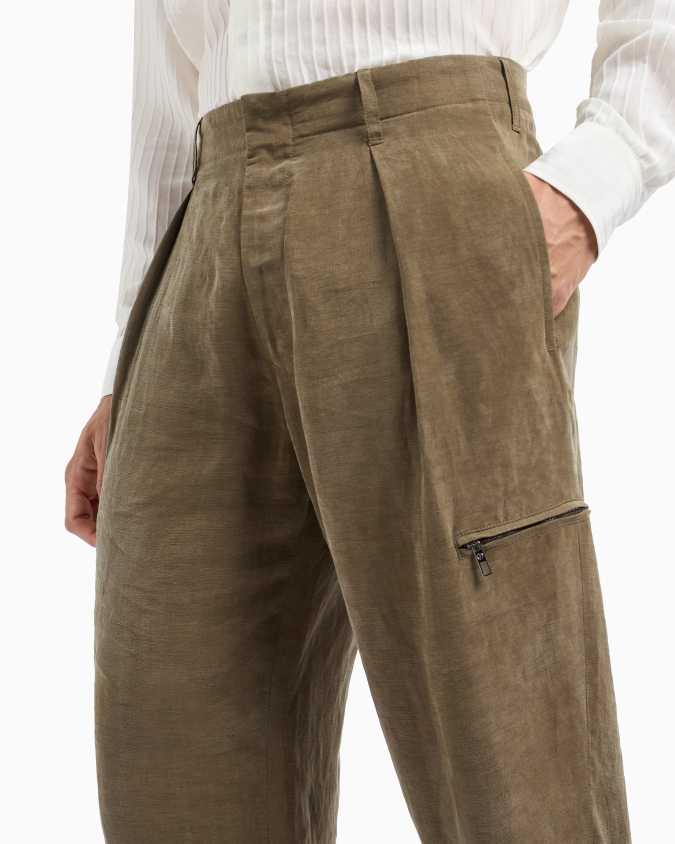 Pantalones de una pinza en lino y lyocell Diapositiva 5