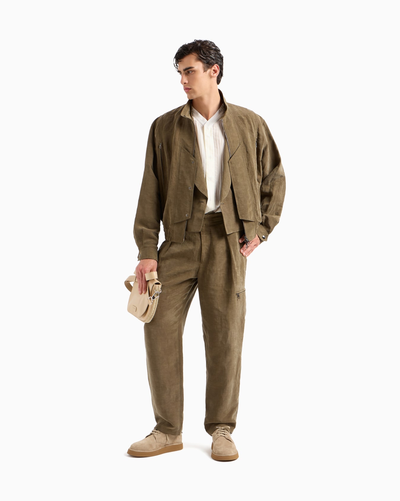 Pantalones de una pinza en lino y lyocell Diapositiva 2