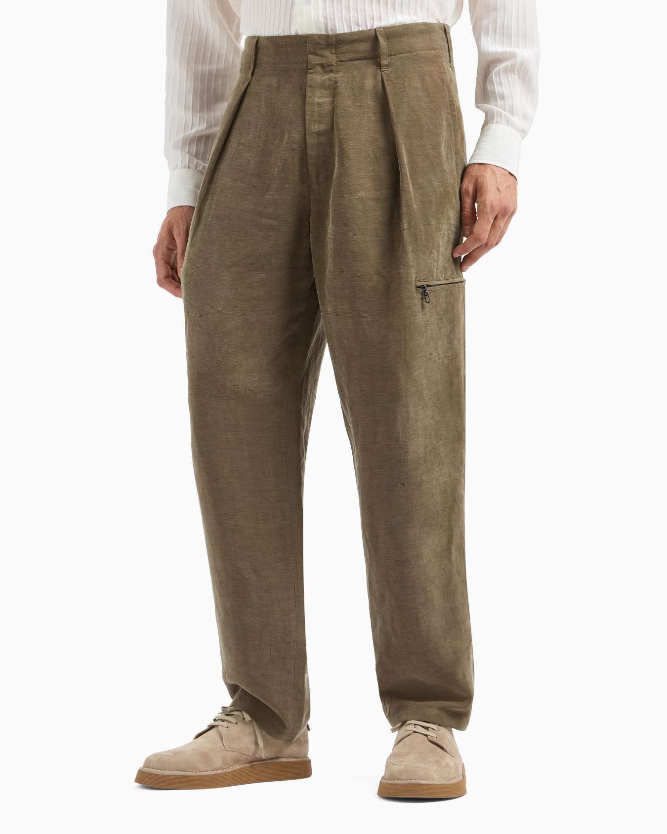 Pantalones de una pinza en lino y lyocell Diapositiva 4