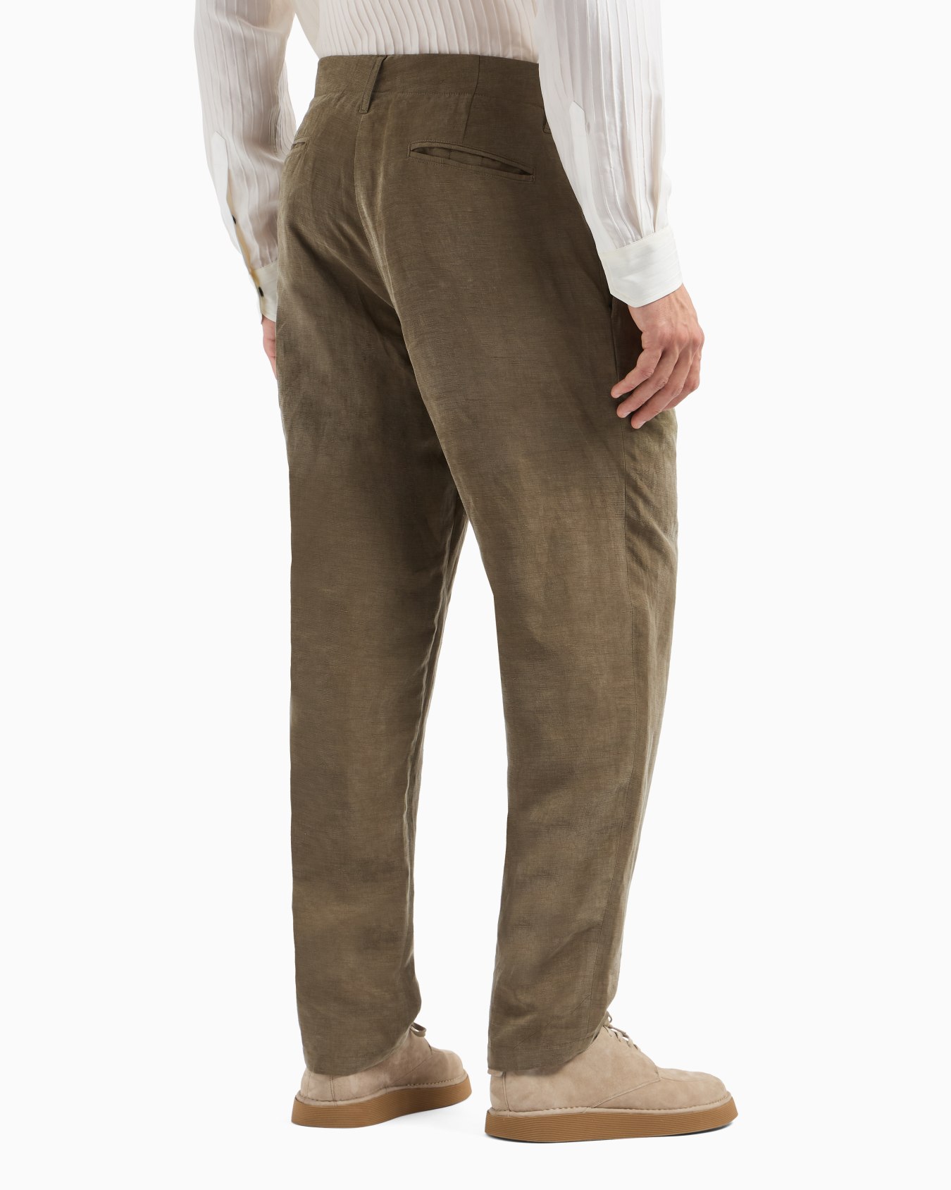 Pantalones de una pinza en lino y lyocell Diapositiva 3