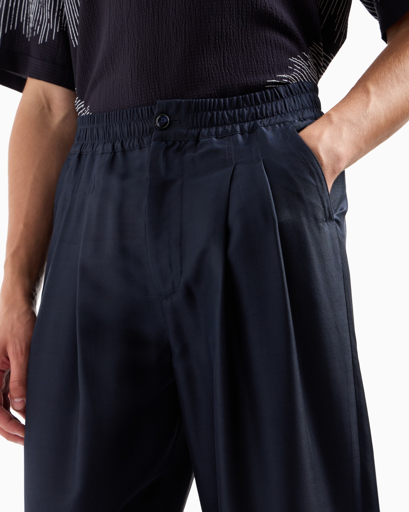 ダブルタックパンツ コットン混紡 スライドする 5