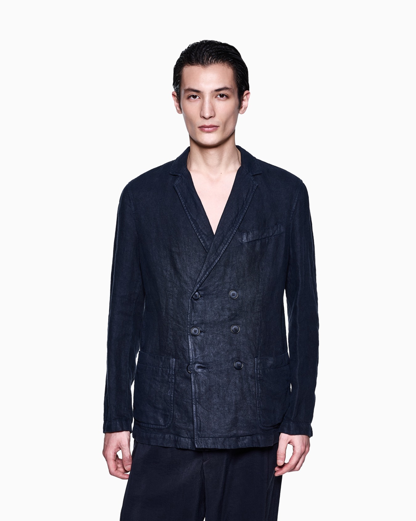 Double-breasted linen jacket Slide 3