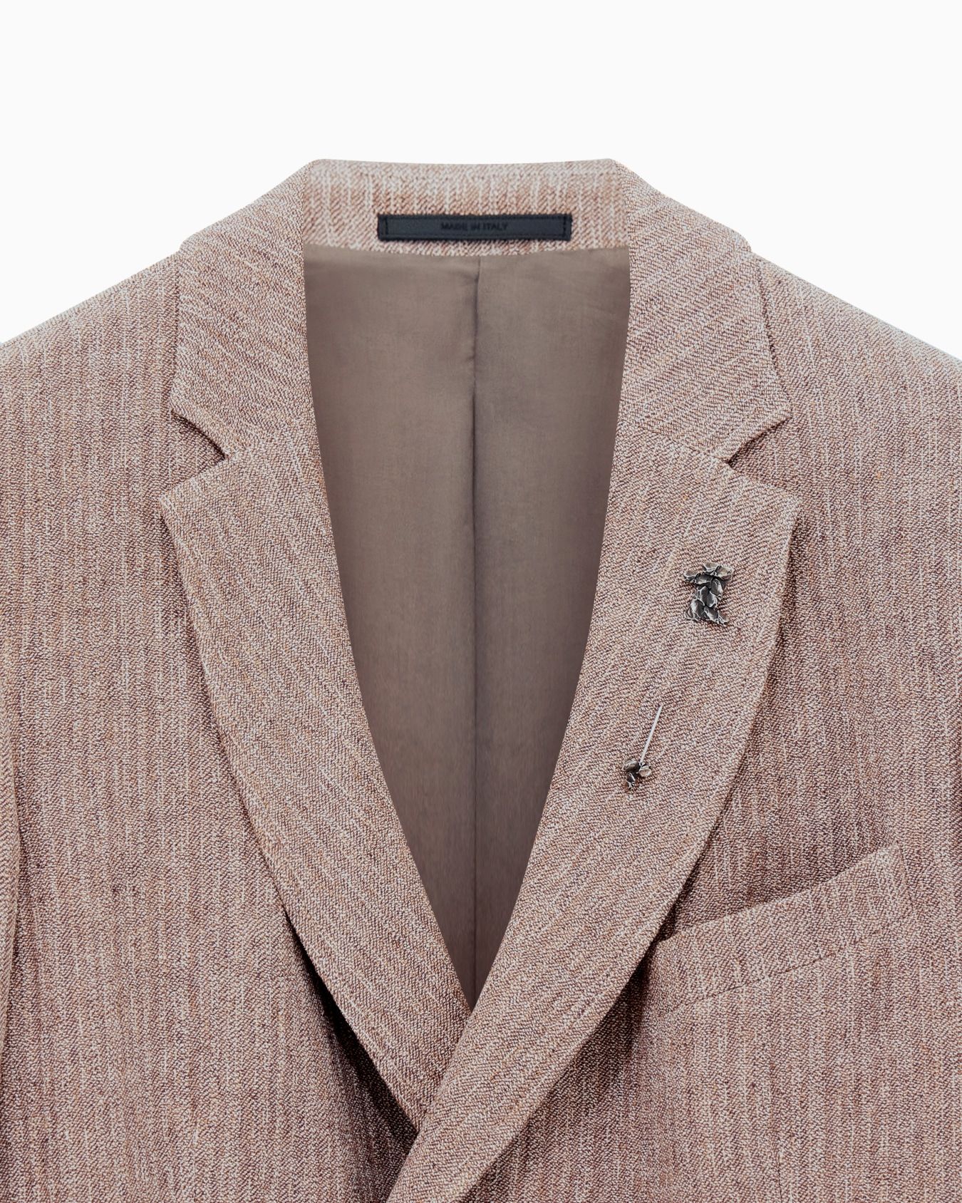 Double-breasted jacket in a mouliné linen jacquard Slide 5