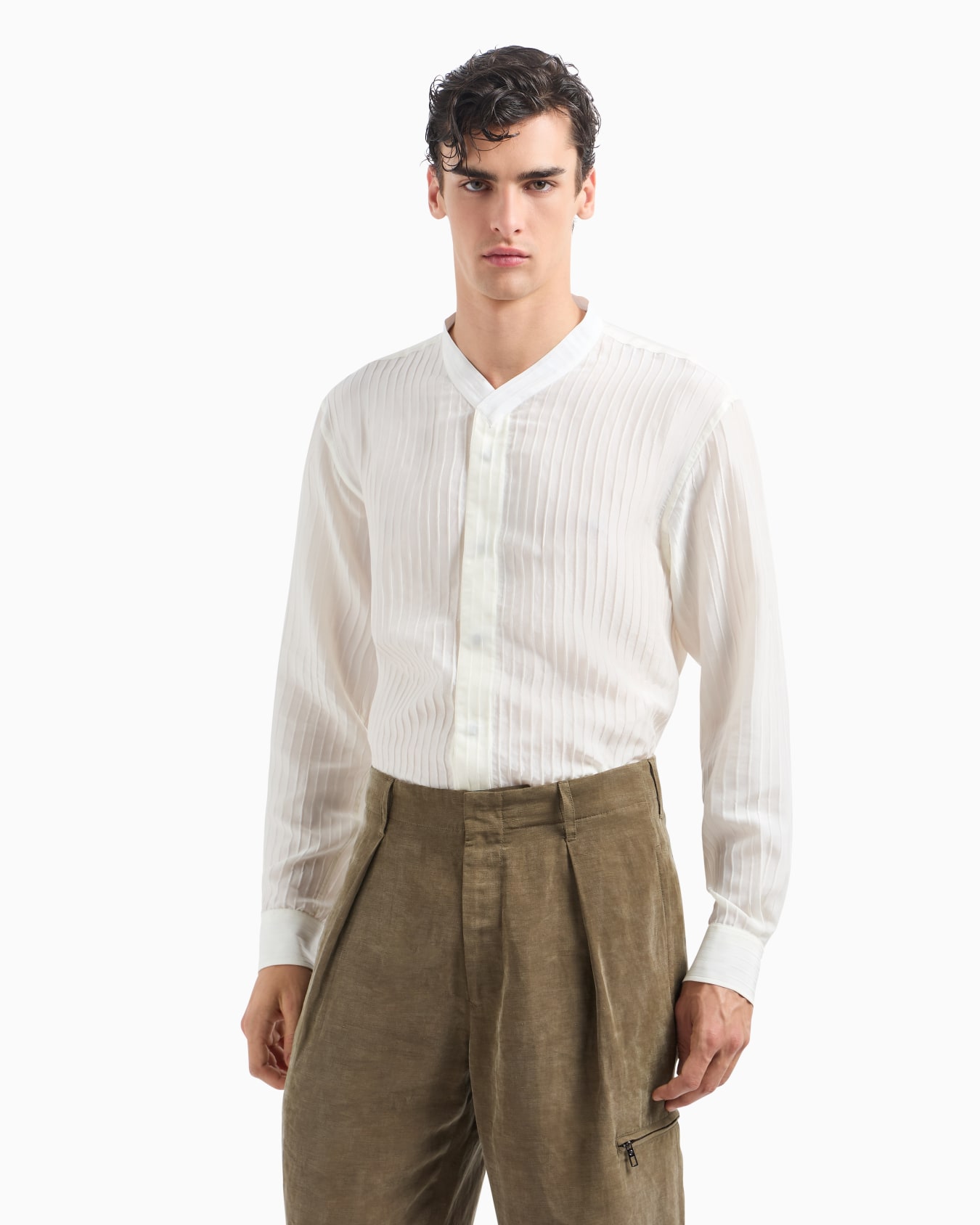 Viscose and silk jacquard shirt Slide 4