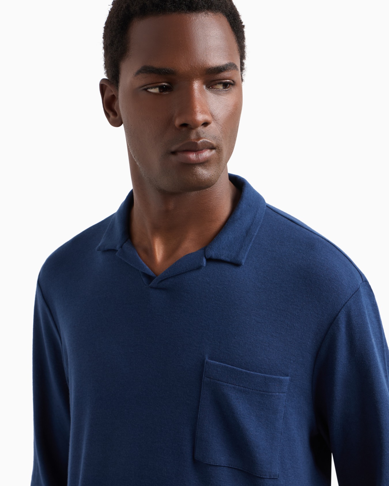 Cotton and cashmere jersey long-sleeved polo shirt Slide 4