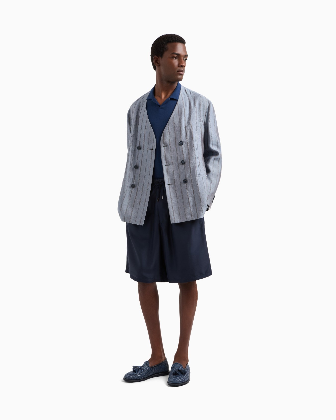 Cotton and cashmere jersey long-sleeved polo shirt Slide 1