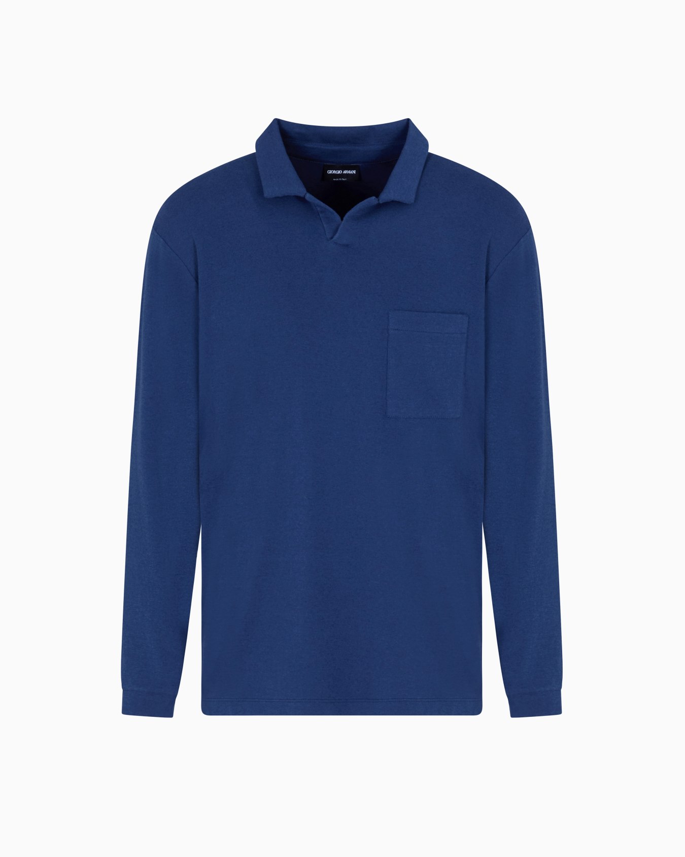 Cotton and cashmere jersey long-sleeved polo shirt Slide 0