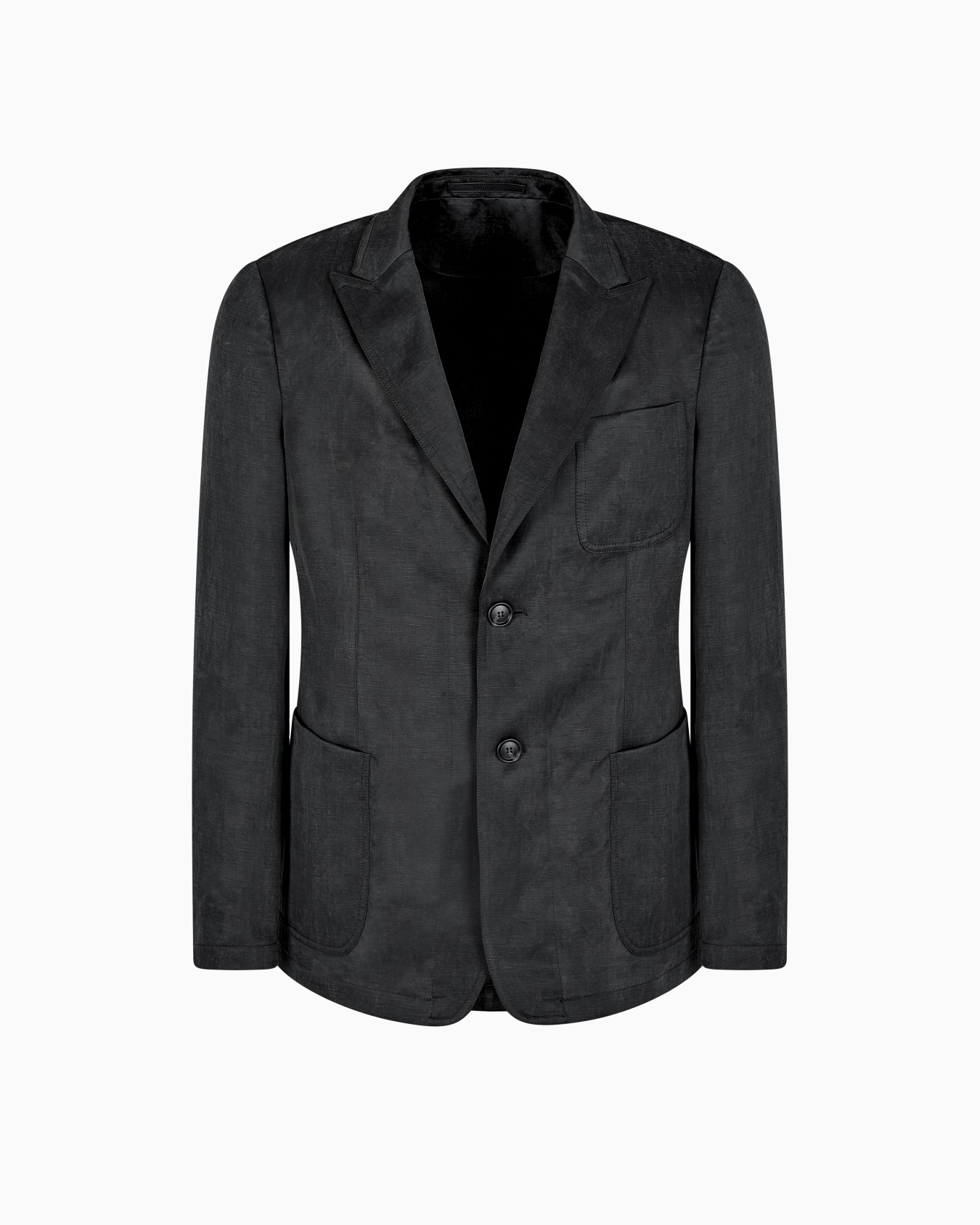 Veste à simple boutonnage en toile lyocell et lin effet délavé Diapositive 0