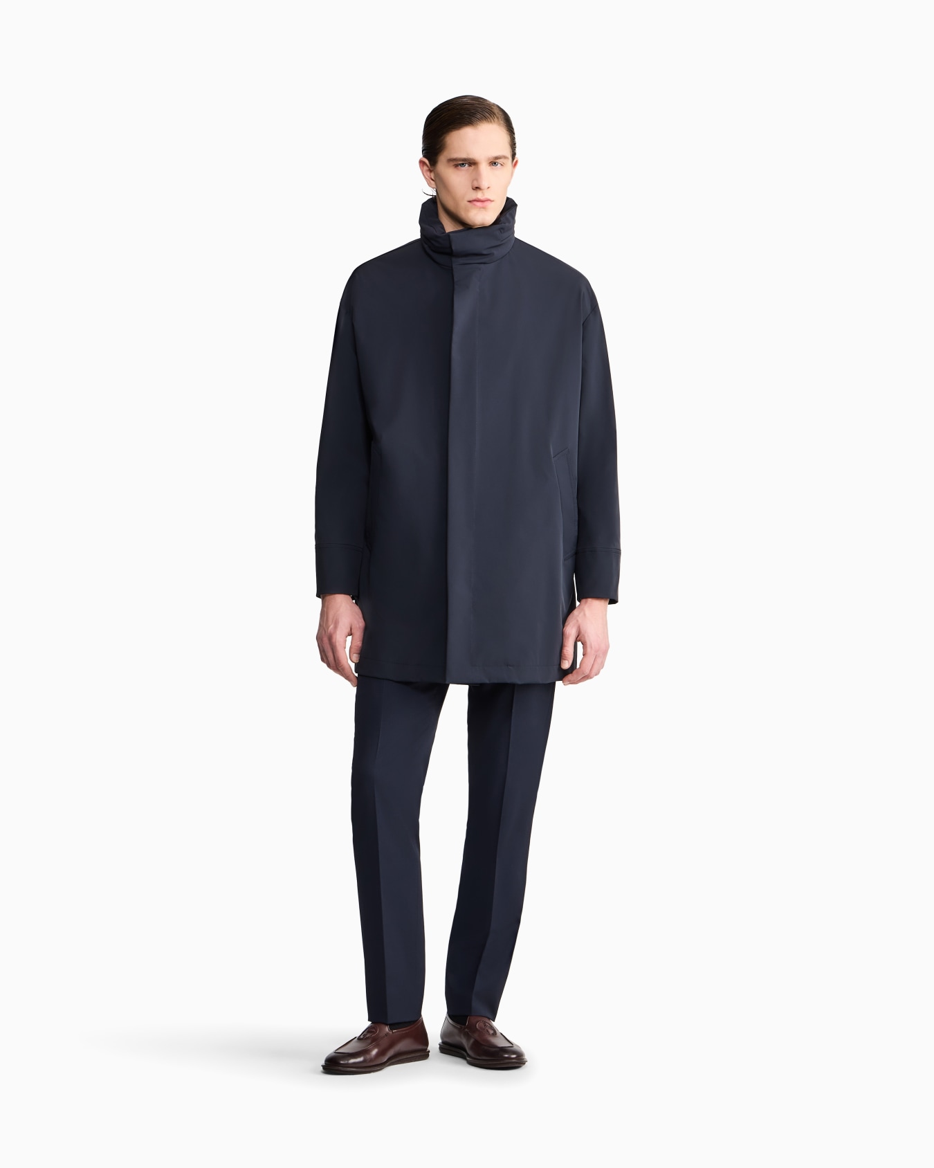 Stretch nylon pea coat Slide 3