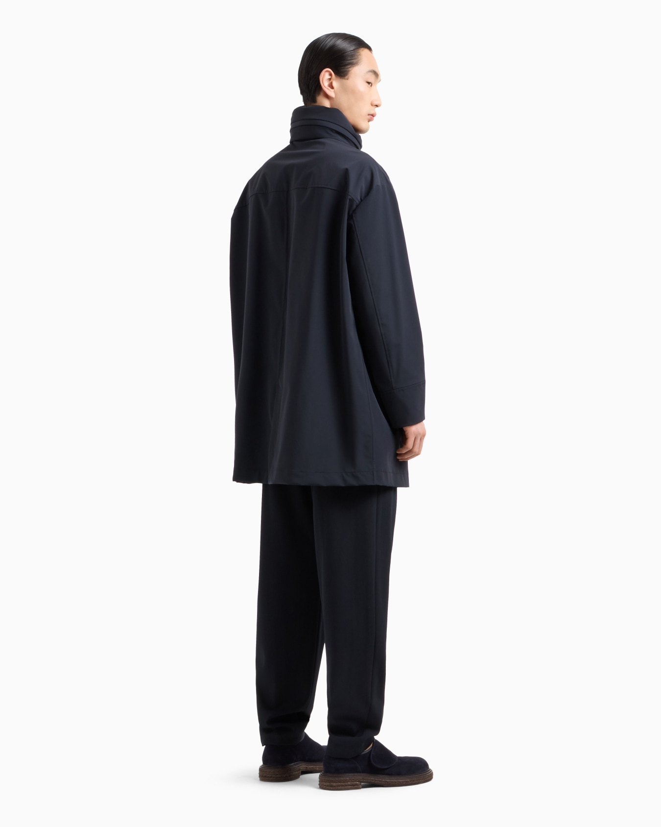 Stretch nylon pea coat Slide 2