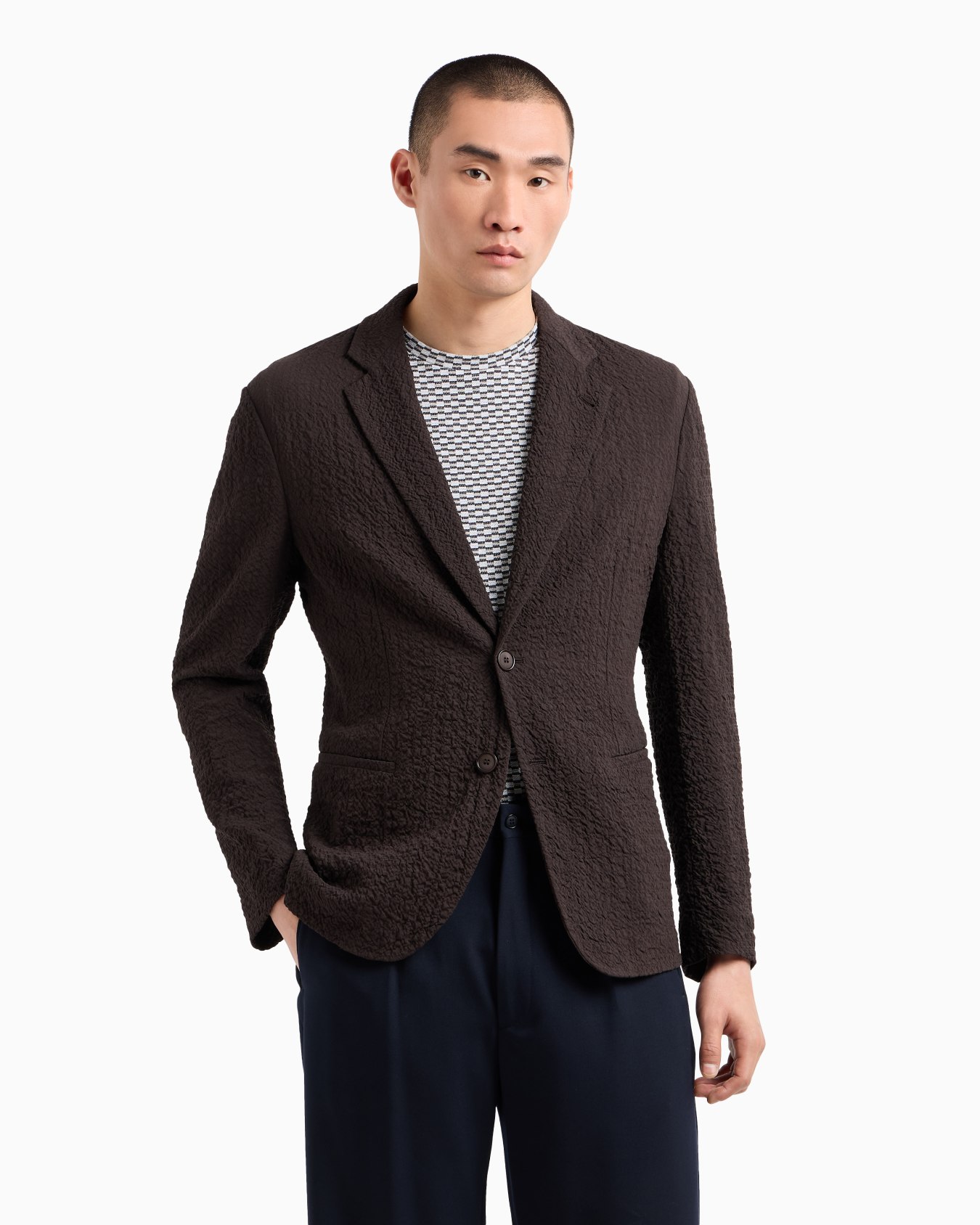 Stretch virgin wool single-breasted, jacket Slide 3