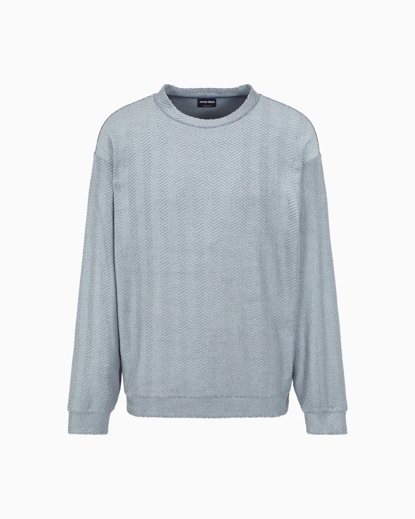 Crew-neck sweatshirt in chevron silk and cotton Slide 0