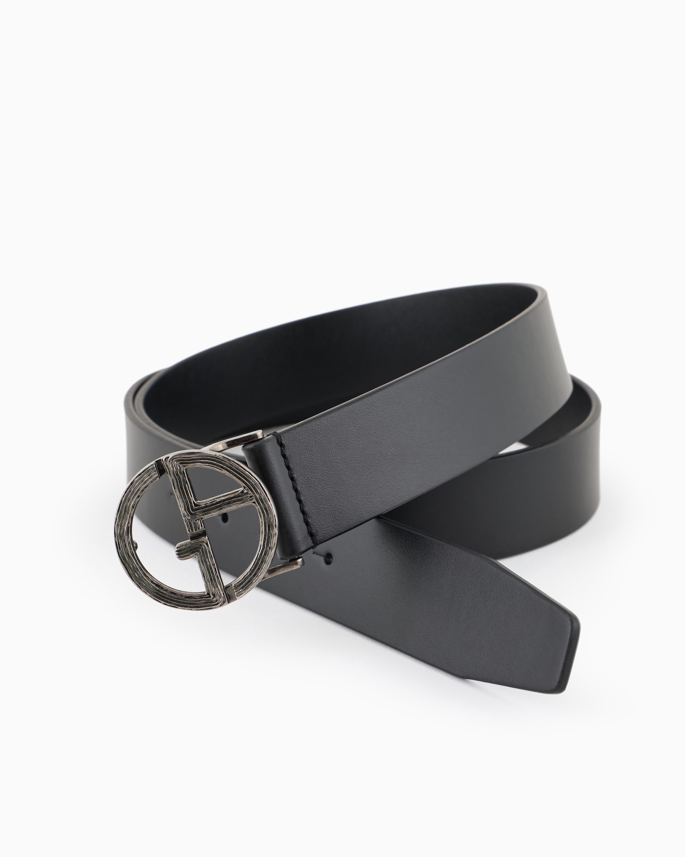 Leather belt with GA logo Slide 1