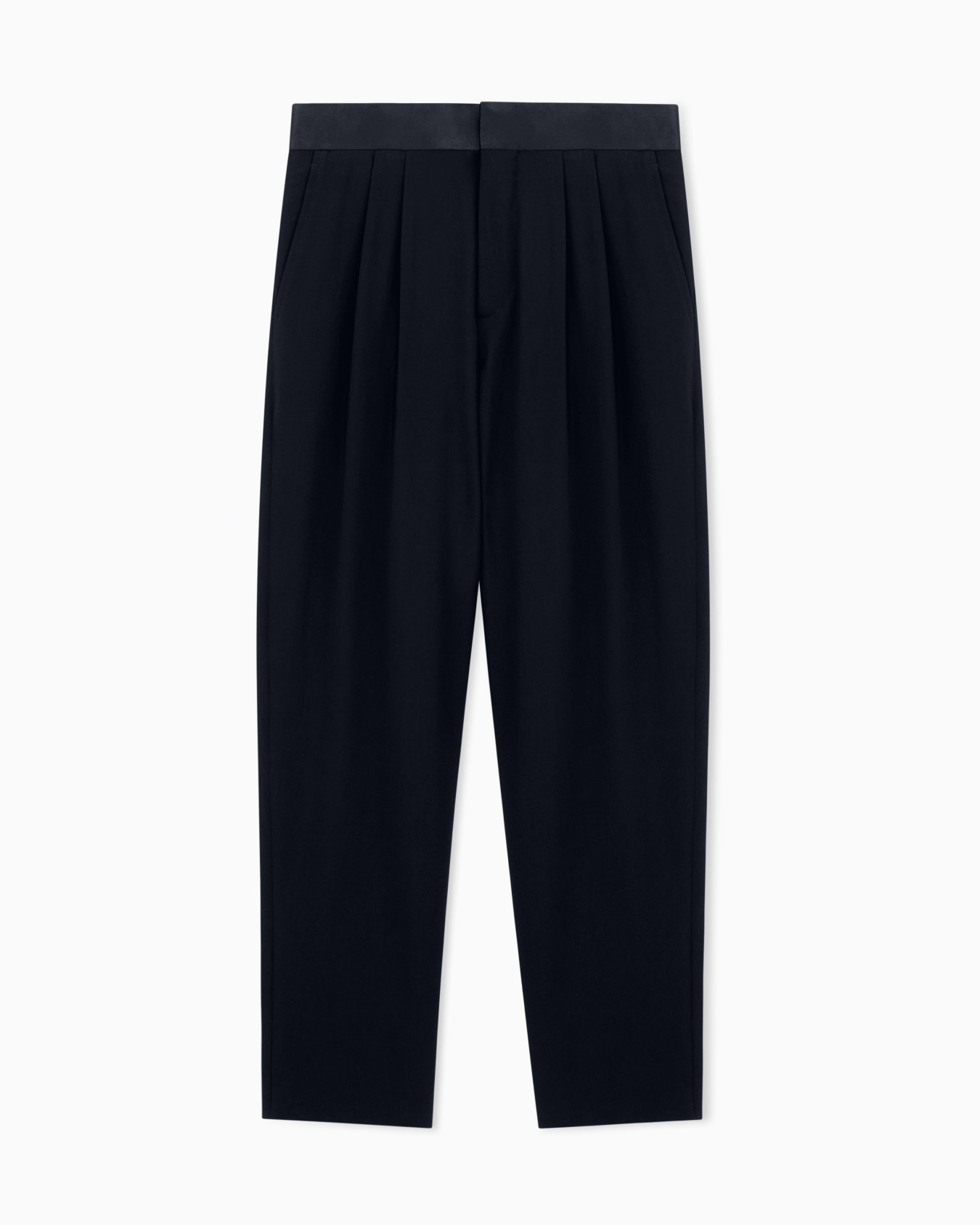 Double-pleat, wool-crêpe trousers