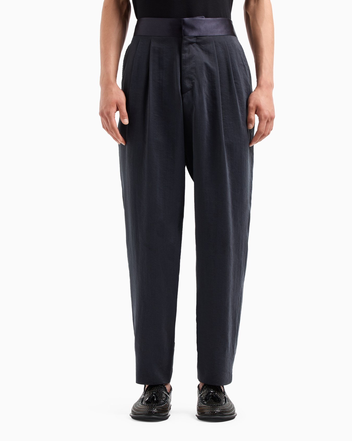 Washed, silk-blend, two-pleat trousers Slide 4