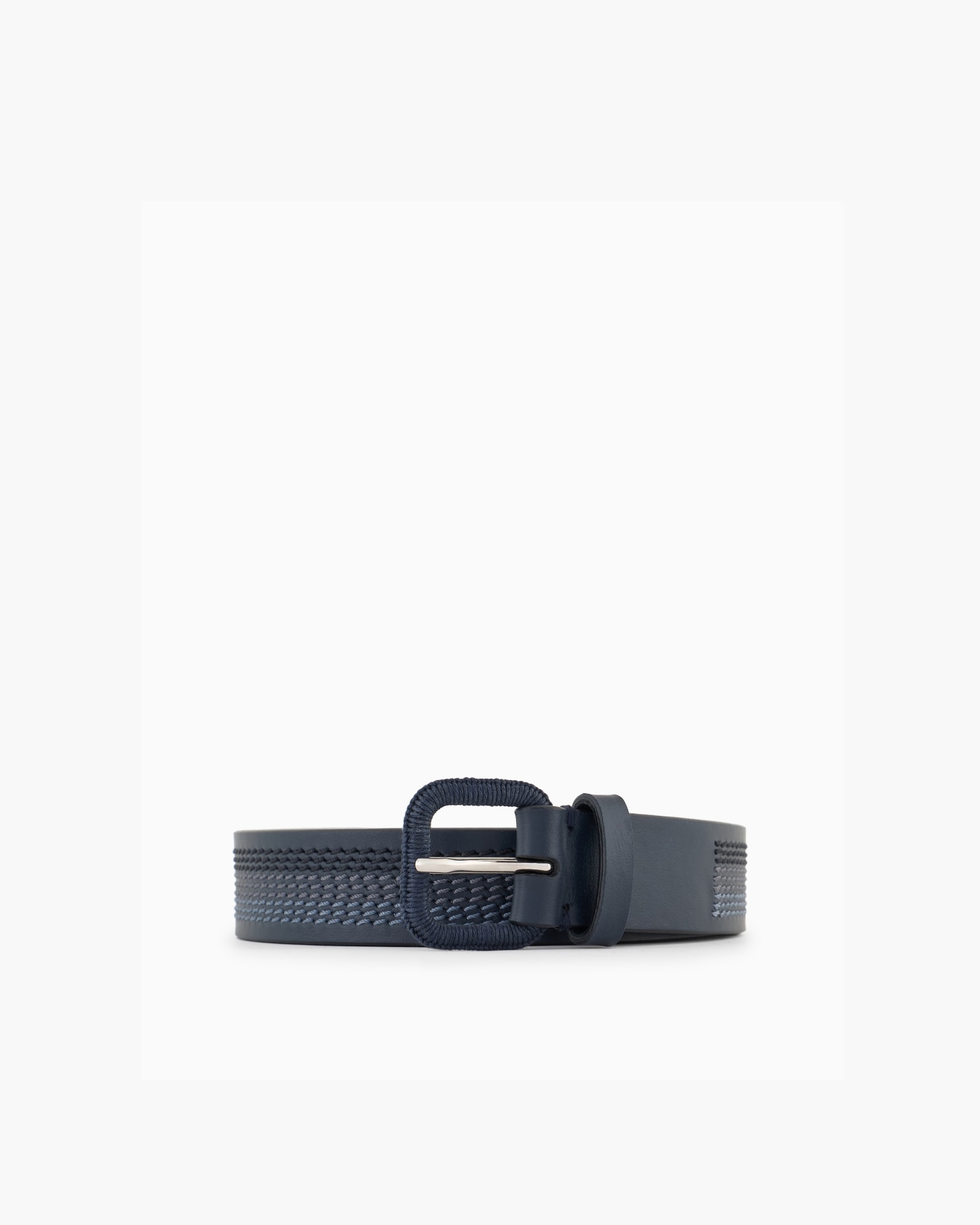 Leather belt with stitching Slide 0
