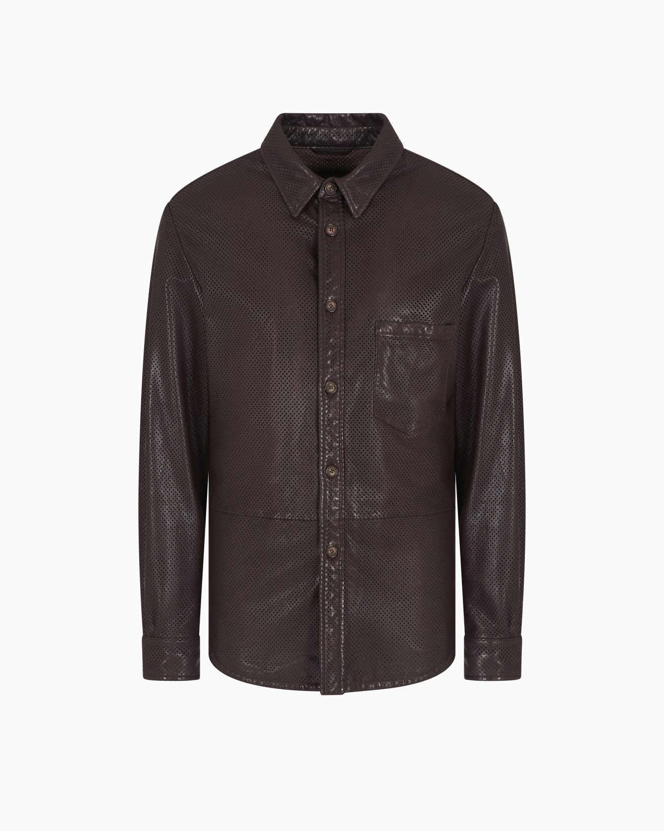 Perforated nappa-leather shirt jacket Slide 0