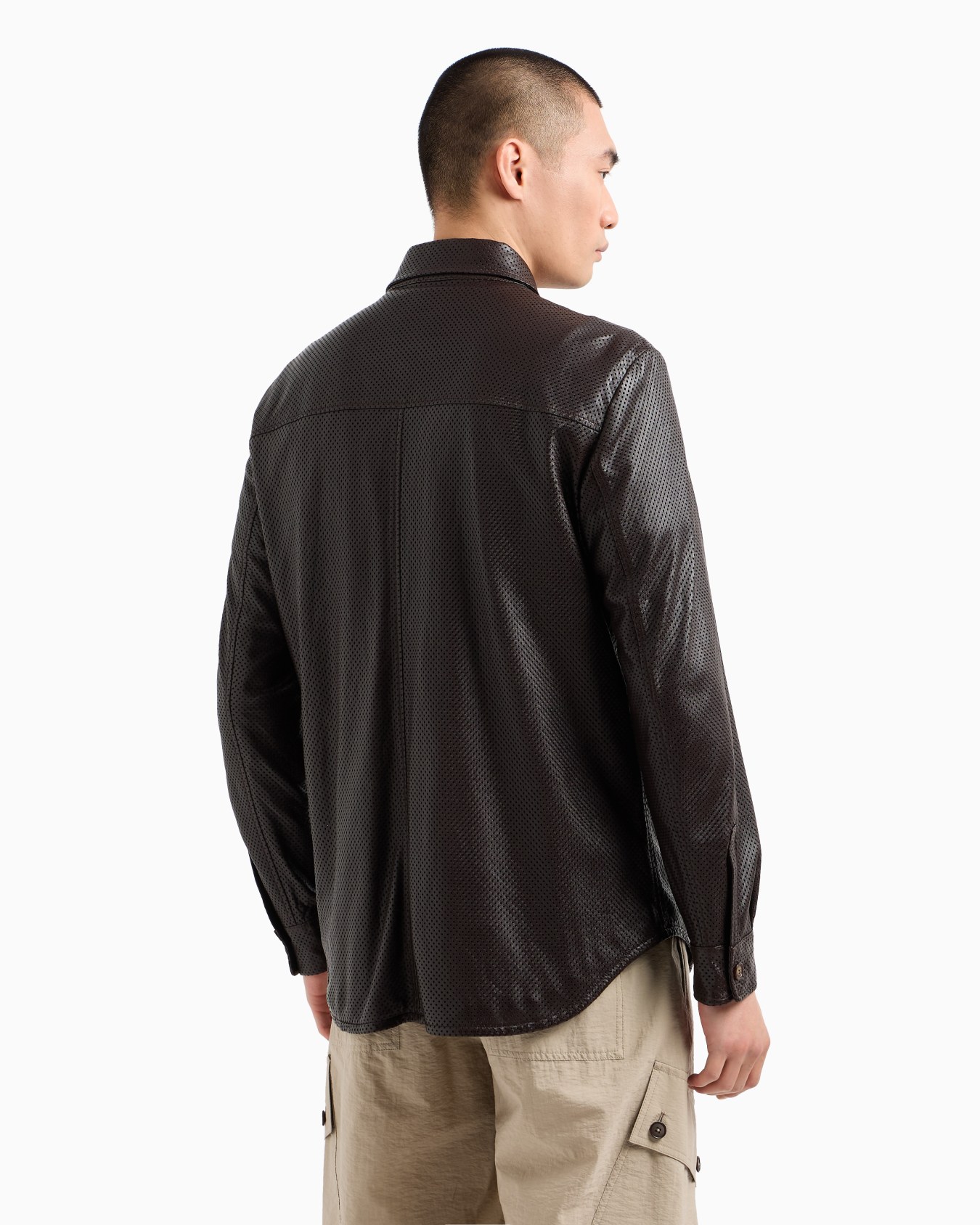 Perforated nappa-leather shirt jacket Slide 2