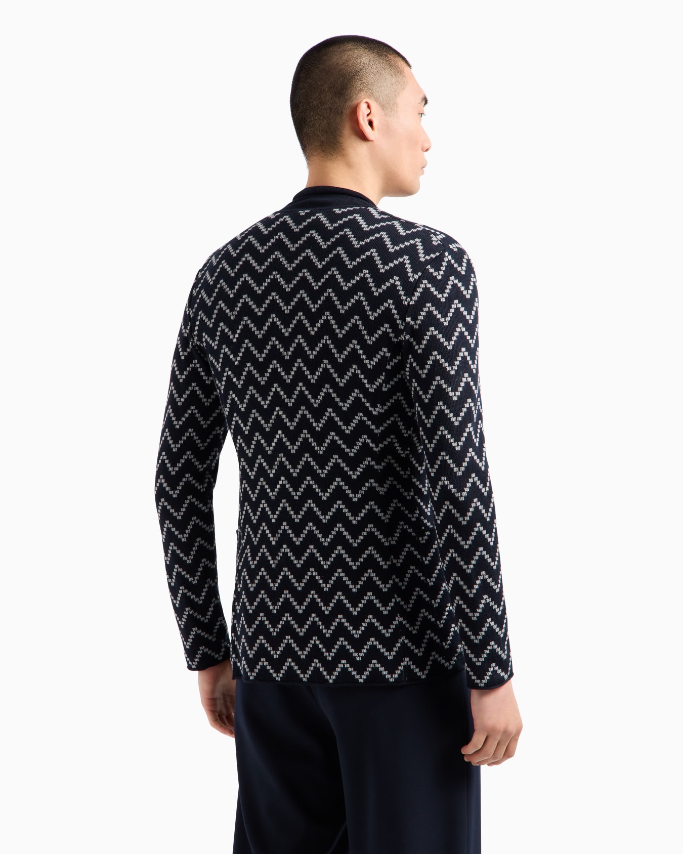 Jacquard cotton and cashmere cardigan Slide 2