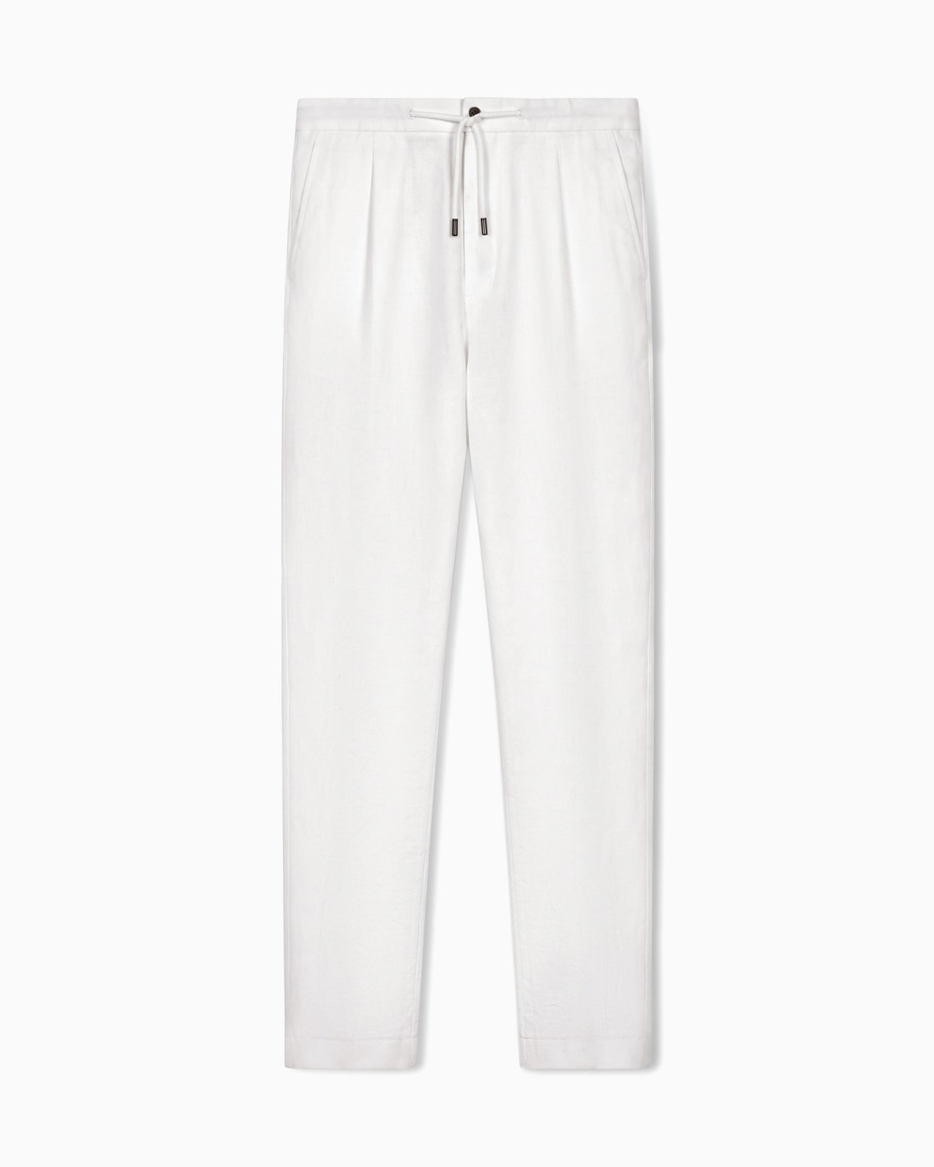 Pantalones de una pinza en tela de lino Diapositiva 0