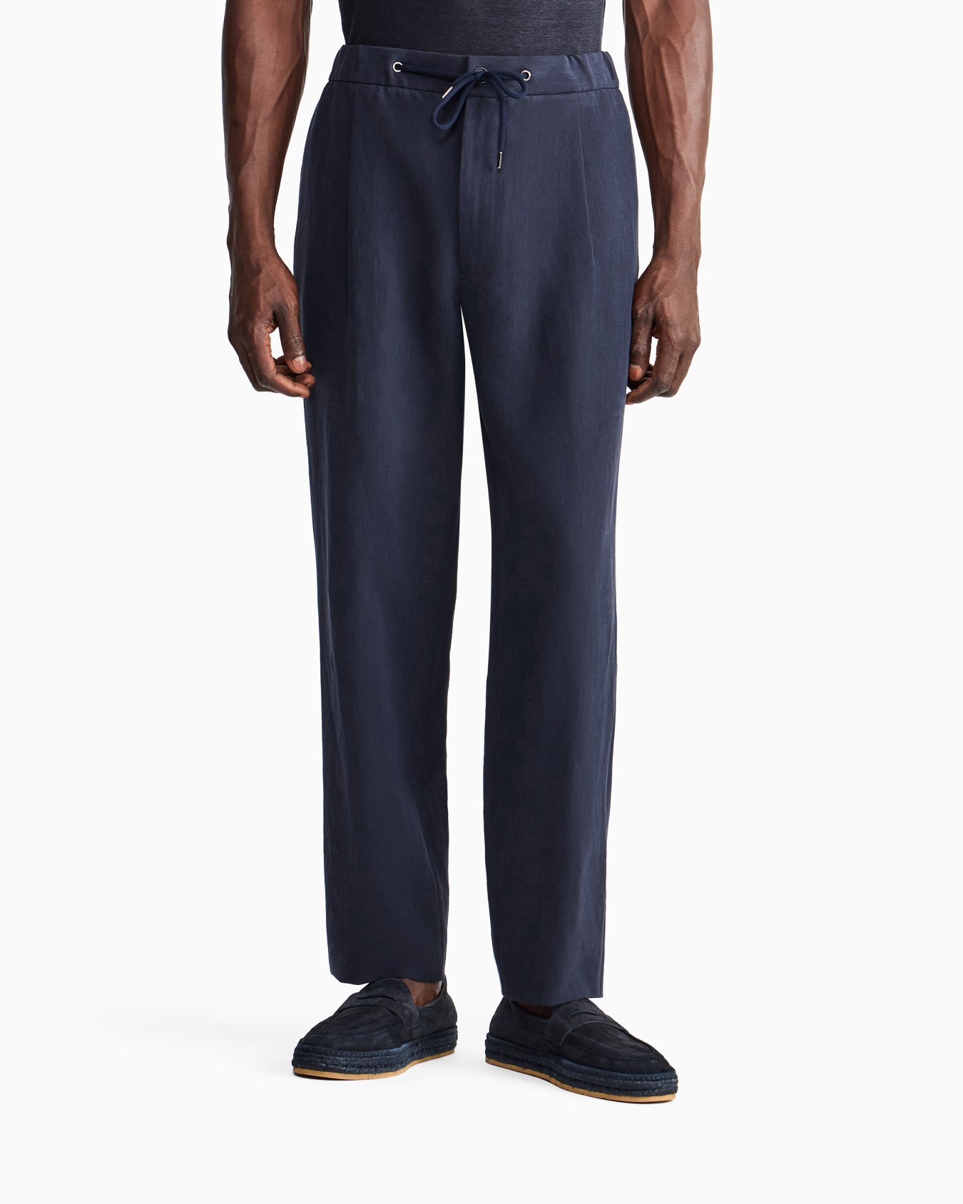 シングルタック、リネンキャンバスのパンツ  スライドする 3