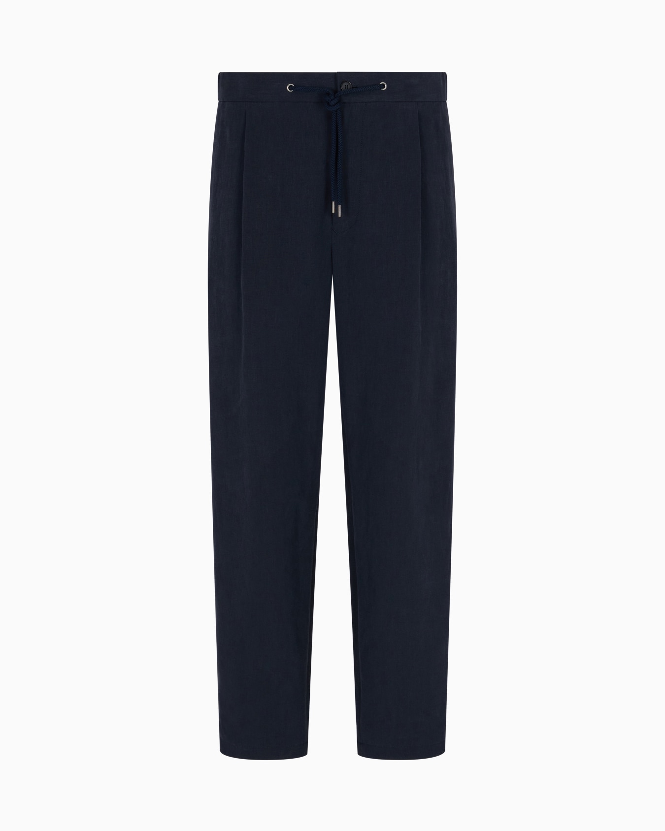 Single-pleat, linen-canvas trousers Slide 0