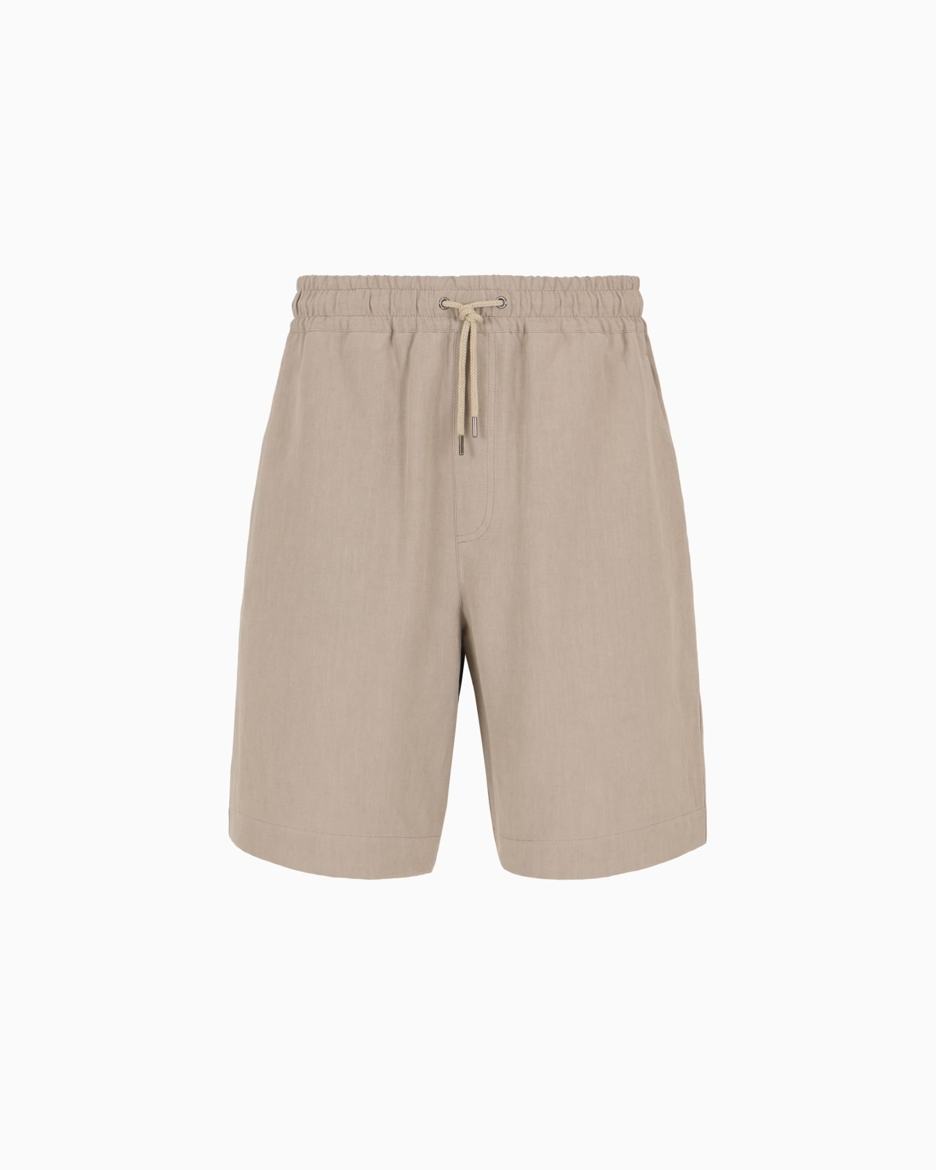 Linen canvas flat-front Bermuda shorts Slide 0