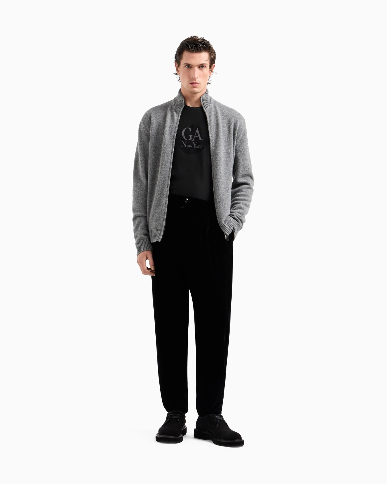 Cashmere zip-up mock-neck cardigan Diapositiva 1