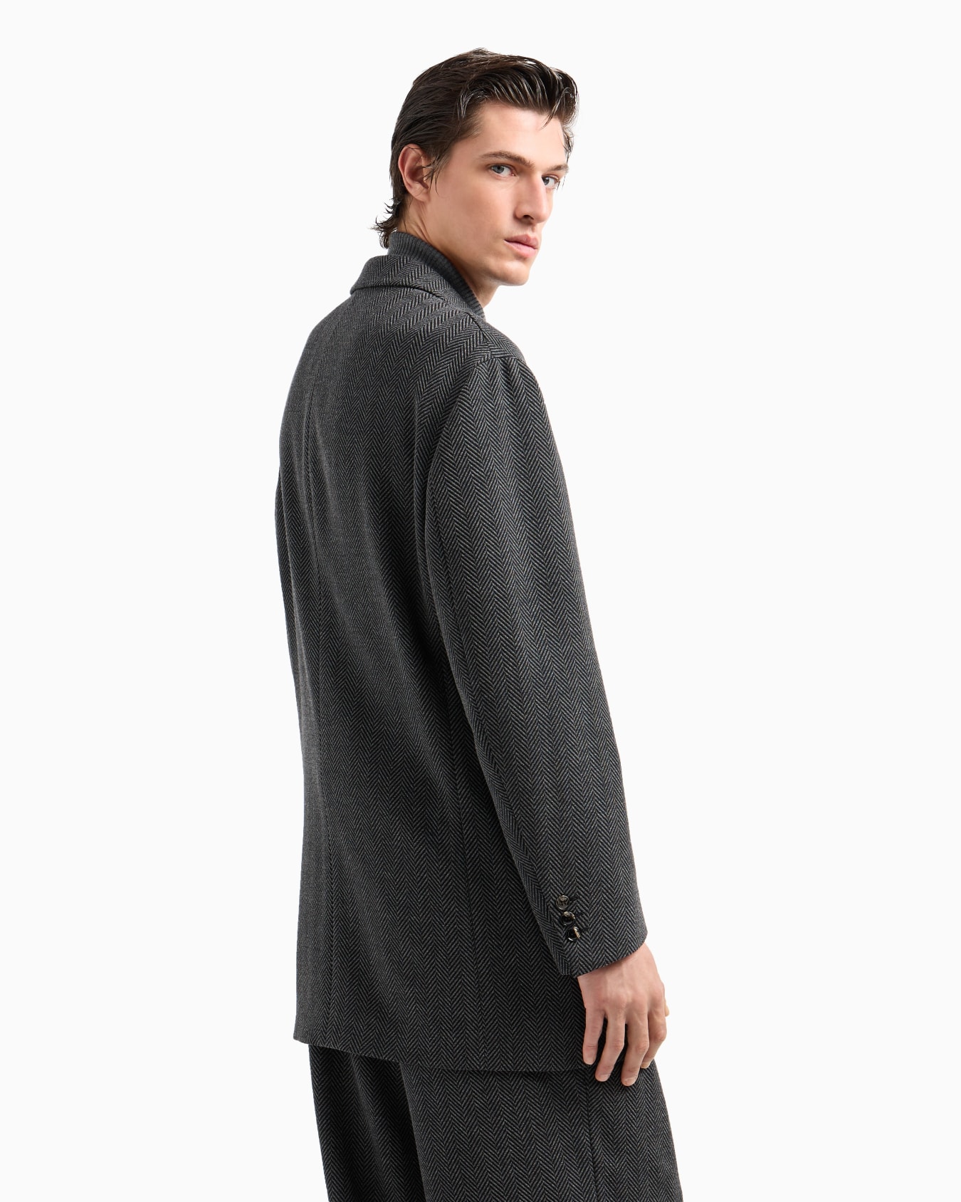 Heritage Line single-breasted jacket in chevron jacquard stretch virgin wool Slide 3