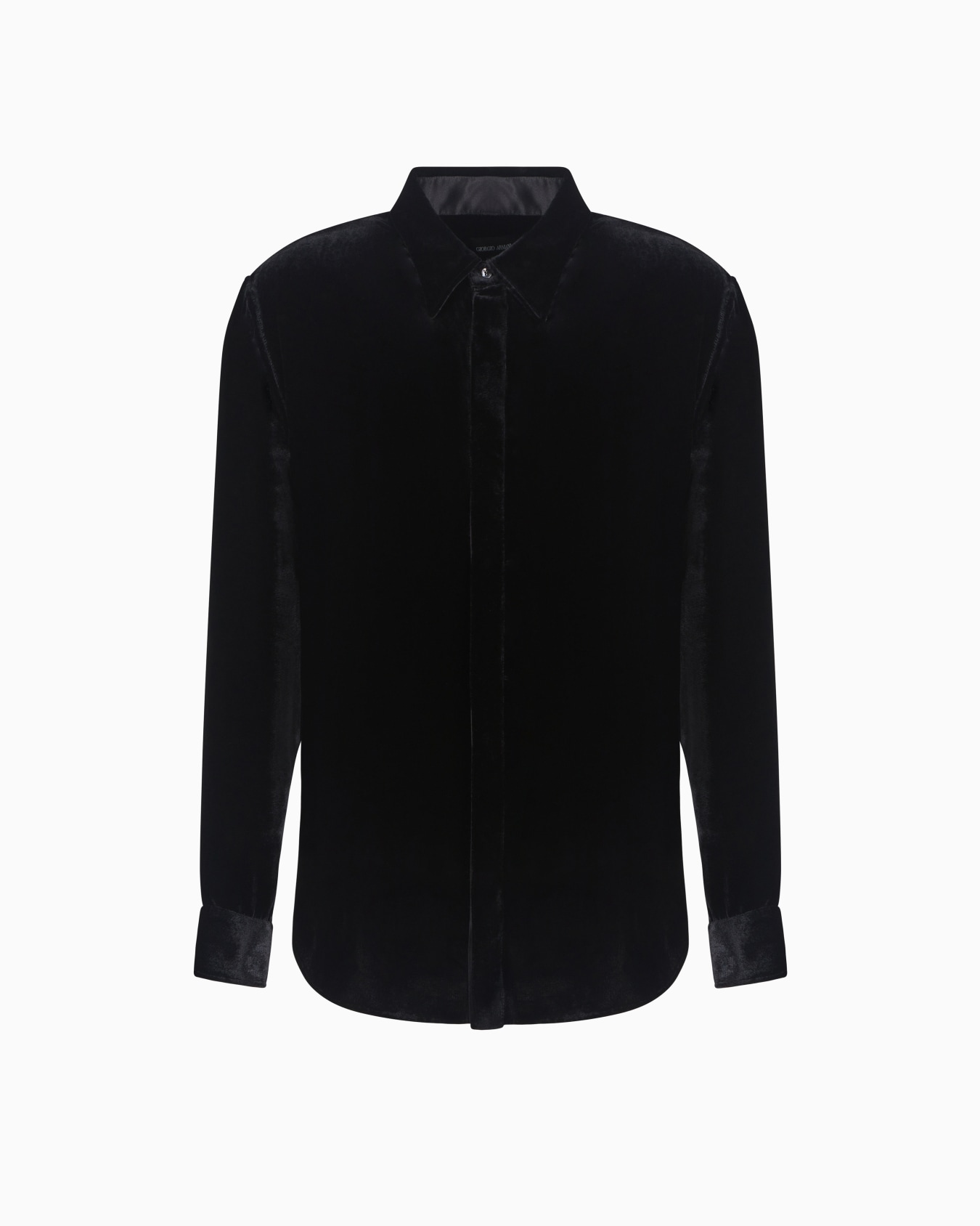 Slim-fit velvet shirt Slide 0