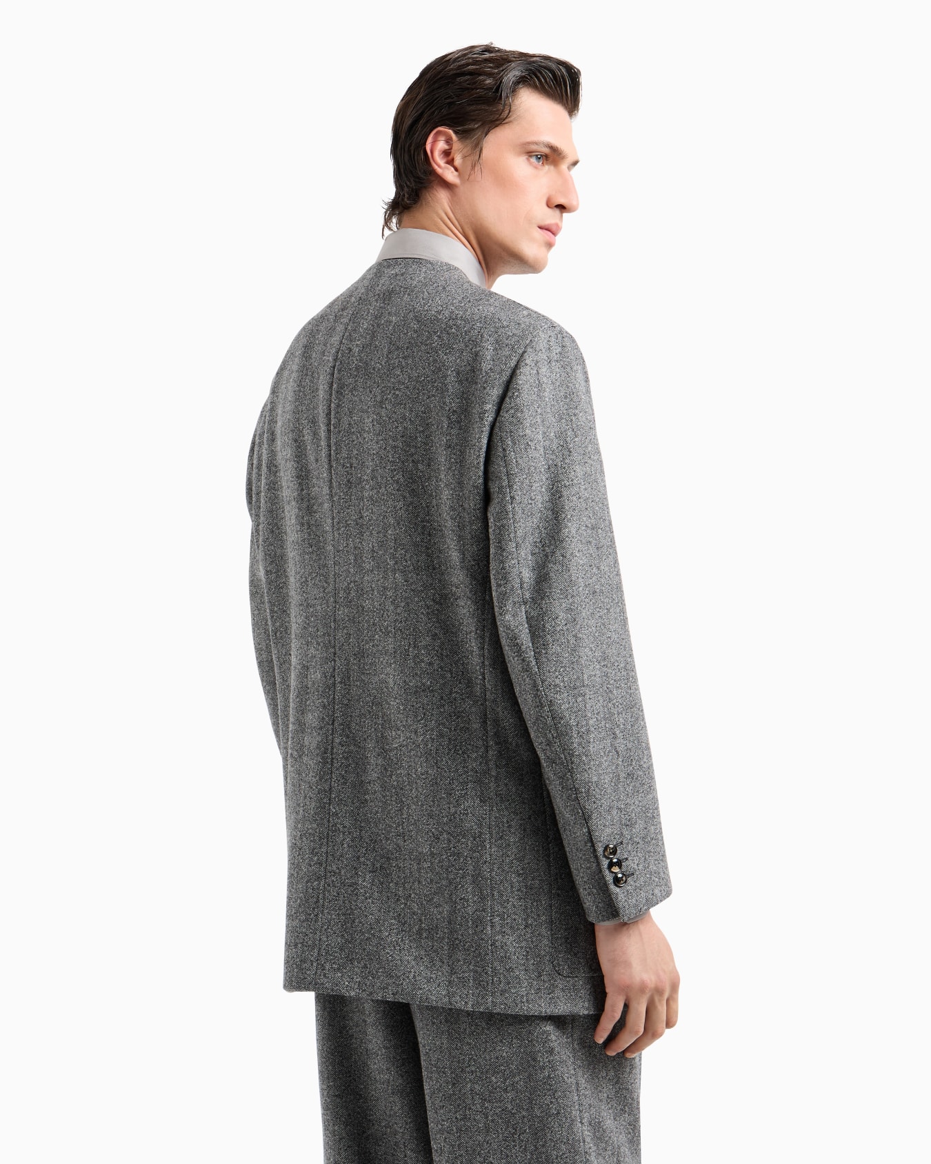 Heritage Line single-breasted jacket in chevron jacquard virgin wool Slide 2