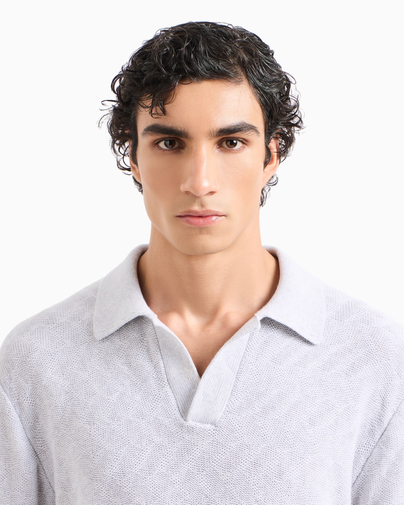 Cotton jacquard knitted polo shirt Slide 5