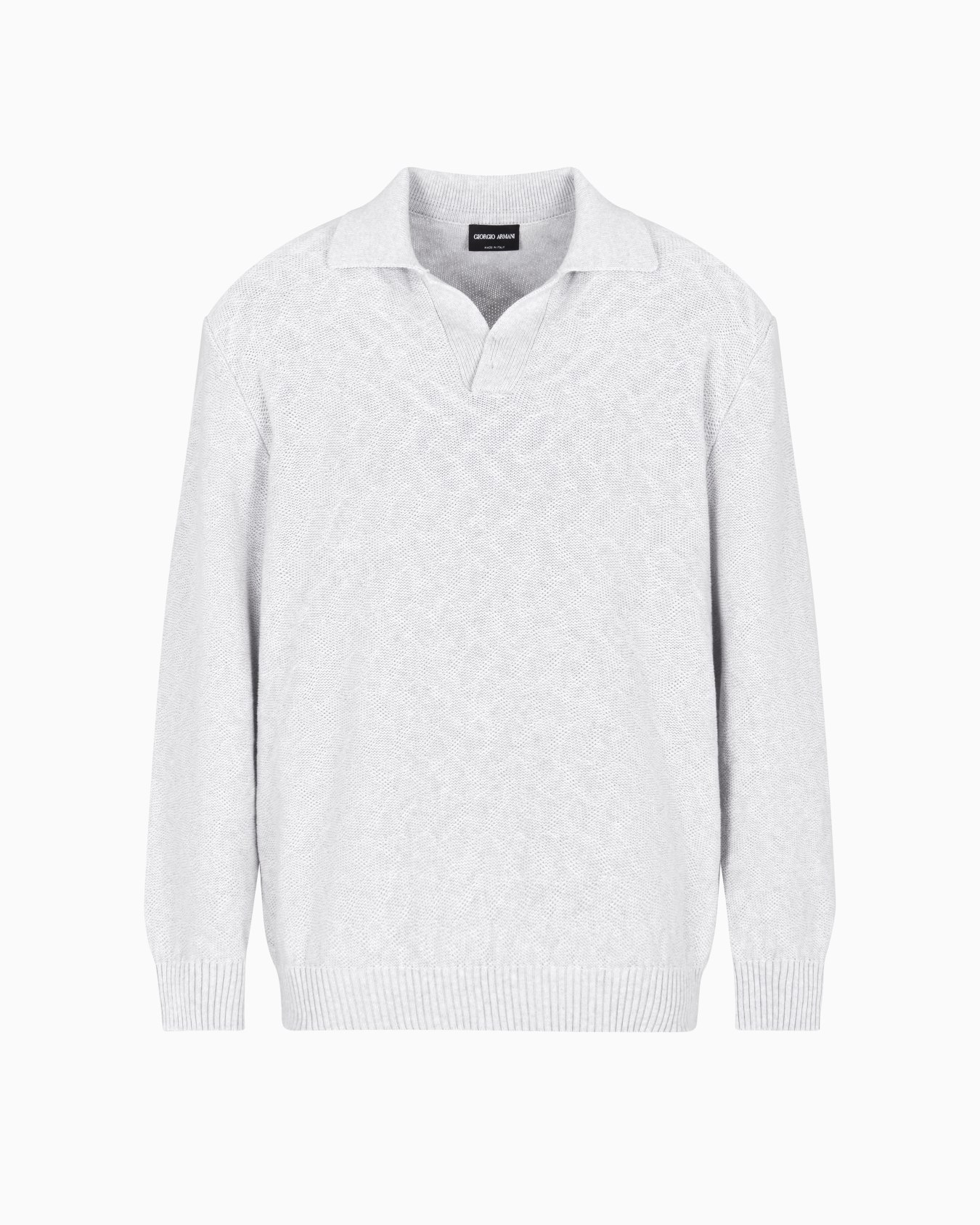 Cotton jacquard knitted polo shirt Slide 0