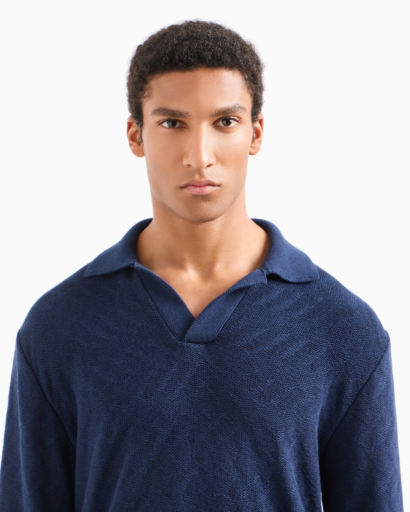 Cotton jacquard knitted polo shirt Slide 5