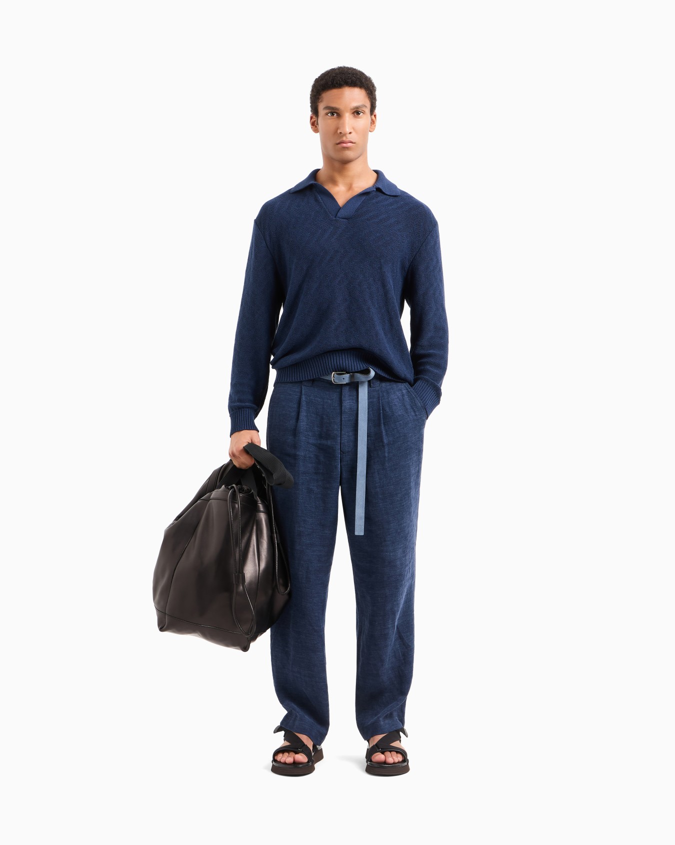 Cotton jacquard knitted polo shirt Slide 2