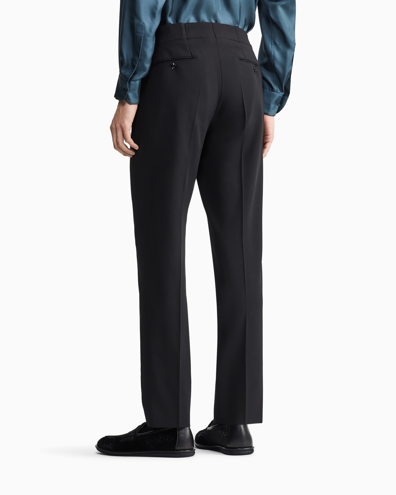 Flat-front trousers in wool crepe Slide 2