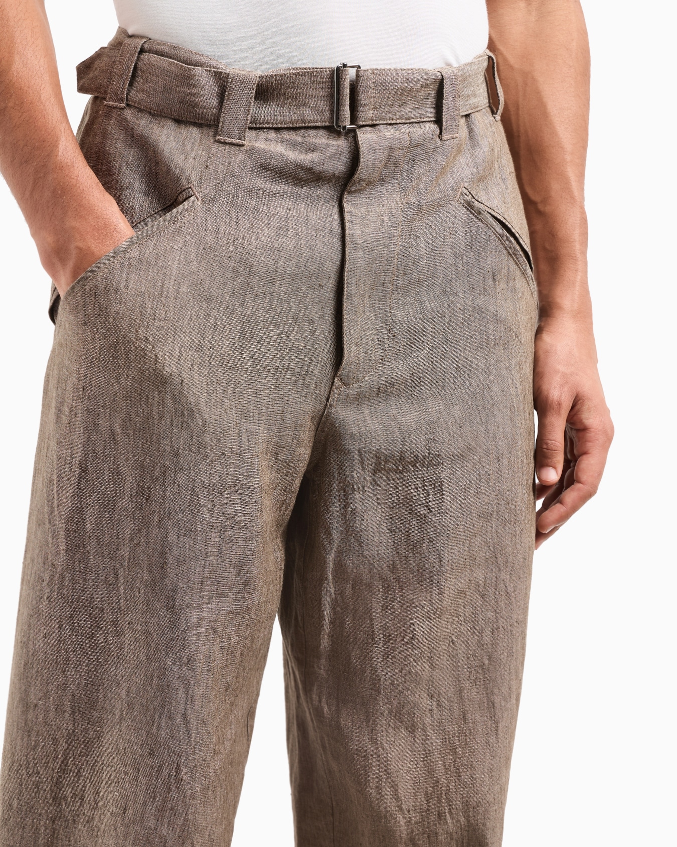 Pantalon en chambray sans pince en pur lin délavé Diapositive 5