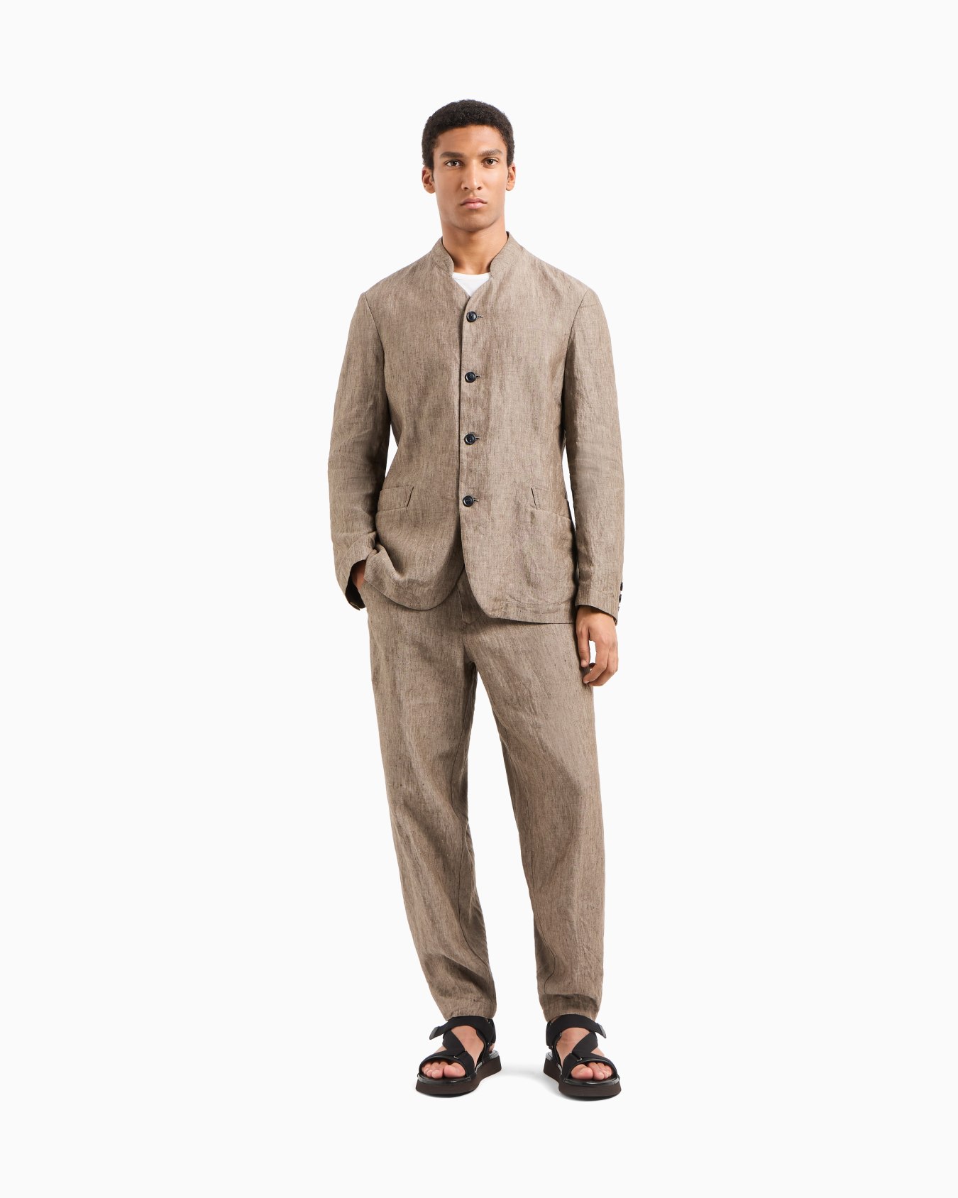 Pantalon en chambray sans pince en pur lin délavé Diapositive 2