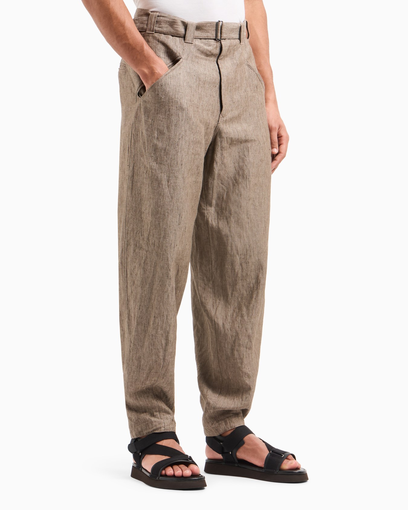 Pantalon en chambray sans pince en pur lin délavé Diapositive 4
