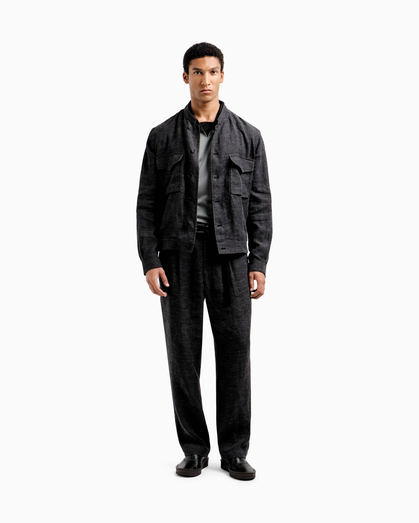 Pantalon à une pince en sergé de lin délavé Diapositive 2