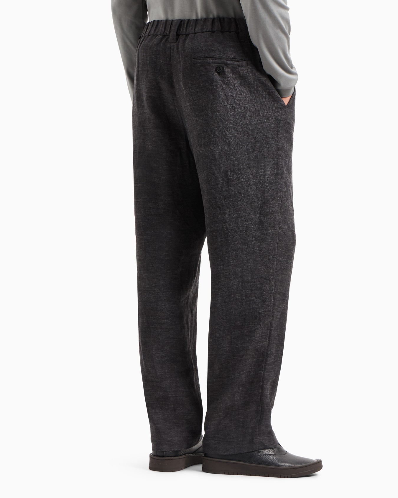 Pantalon à une pince en sergé de lin délavé Diapositive 3